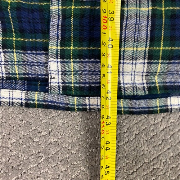 LL Bean Flannel Robe Men's Large Green Blue Plaid Check Bath Sleep - Picture 8 of 8